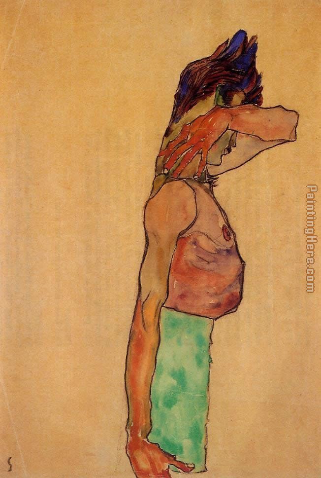 Standing Male Nude painting - Egon Schiele Standing Male Nude art painting